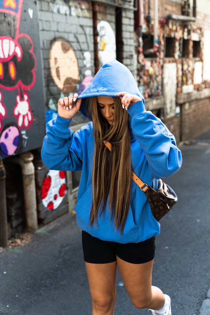 Prior Embroidery Logo Oversized Hoodie Faded Azure in Melbourne, Australia - Prior