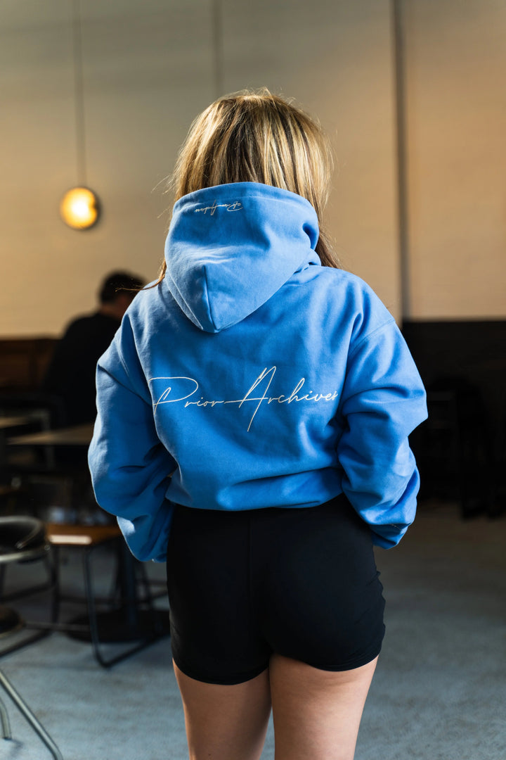 Prior Embroidery Logo Oversized Hoodie Faded Azure in Melbourne, Australia - Prior