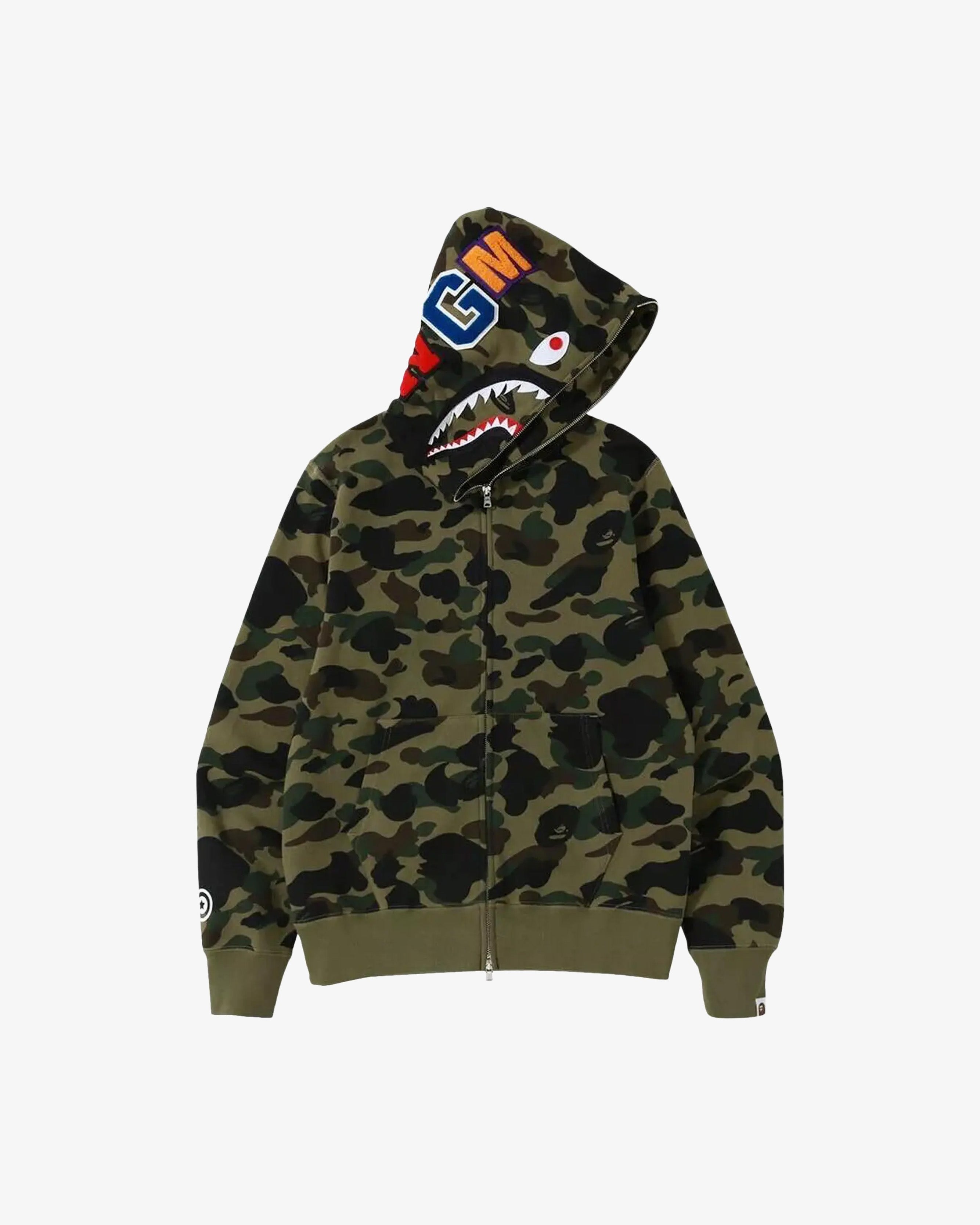 BAPE 1st Camo Shark Full Zip Hoodie Green