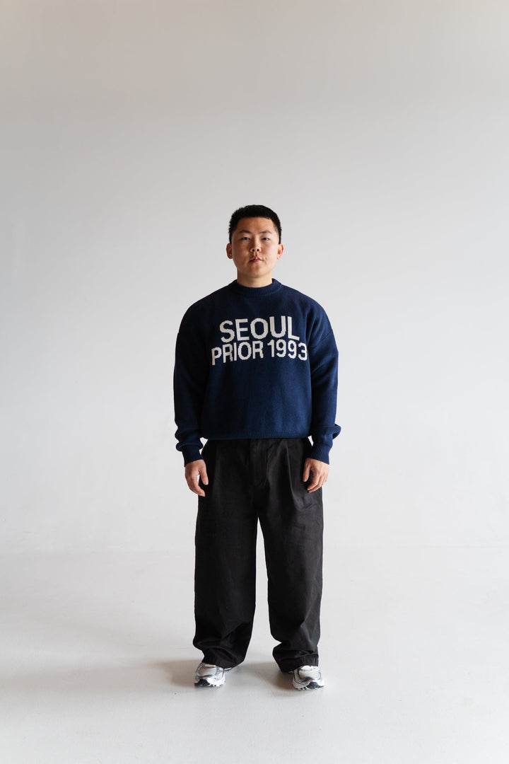Prior Seoul Collection Organic Knitted Sweater Navy in Melbourne, Australia - Prior