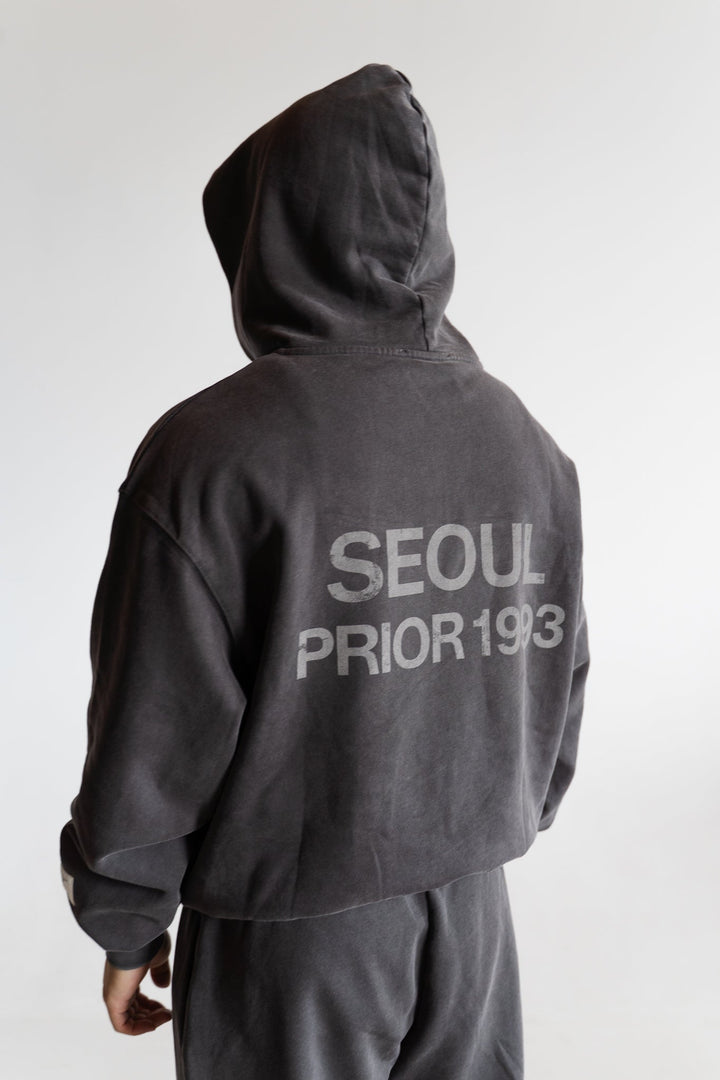 Prior Seoul Collection Double Zip-Up Hoodie Washed Anthracite in Melbourne, Australia - Prior