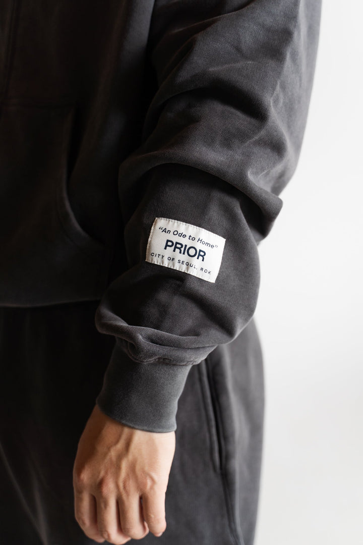 Prior Seoul Collection Double Zip-Up Hoodie Washed Anthracite in Melbourne, Australia - Prior