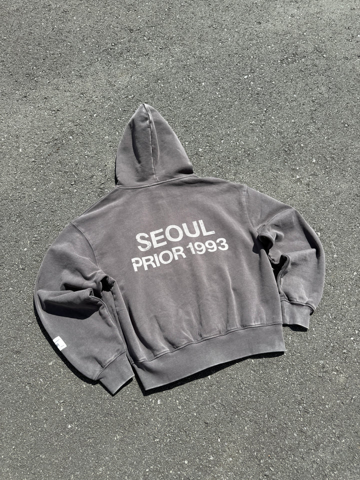 Prior Seoul Collection Double Zip-Up Hoodie Washed Anthracite in Melbourne, Australia - Prior