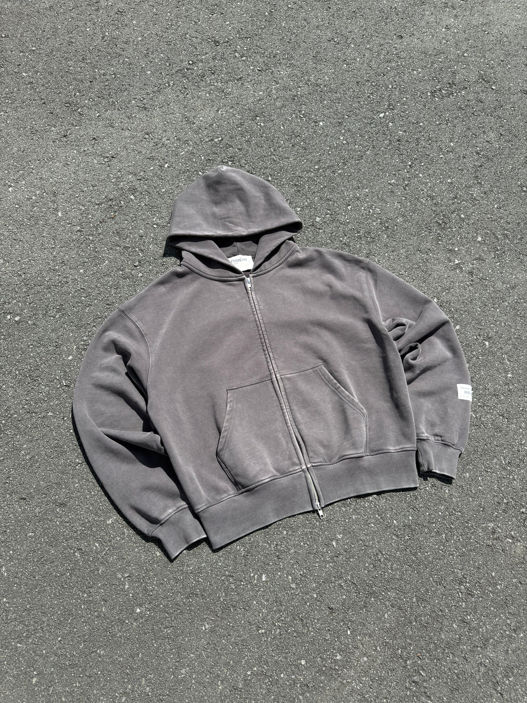 Prior Seoul Collection Double Zip-Up Hoodie Washed Anthracite in Melbourne, Australia - Prior