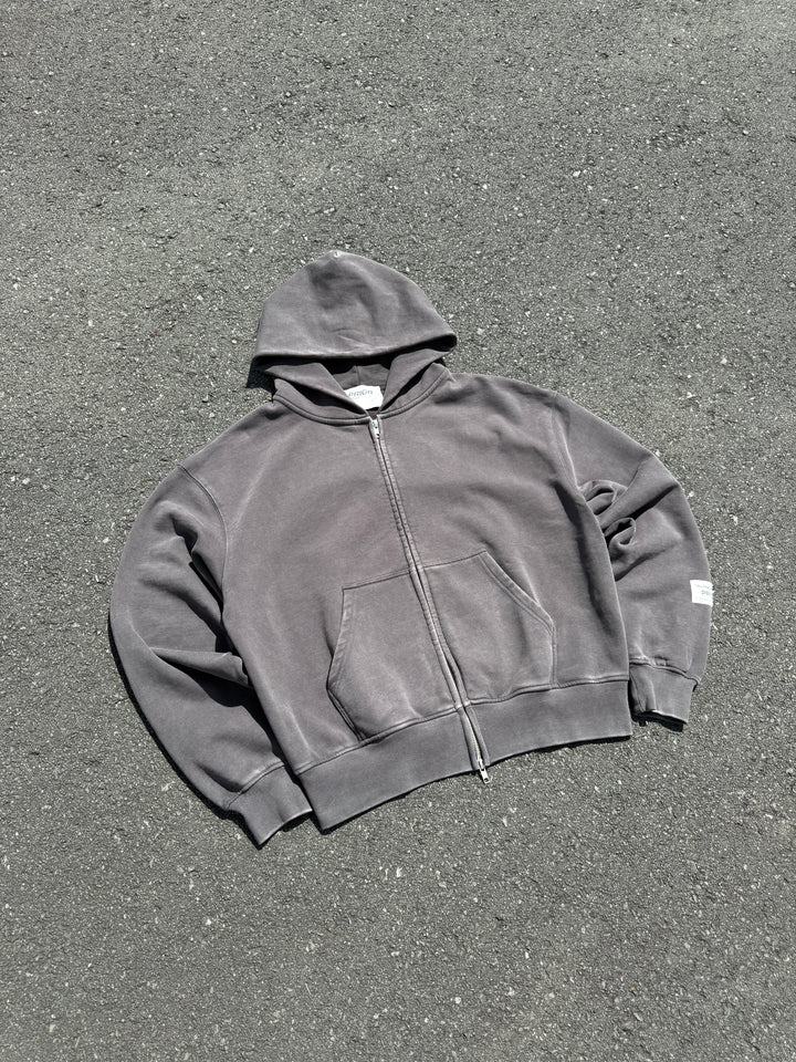 Prior Seoul Collection Double Zip-Up Hoodie Washed Anthracite in Melbourne, Australia - Prior