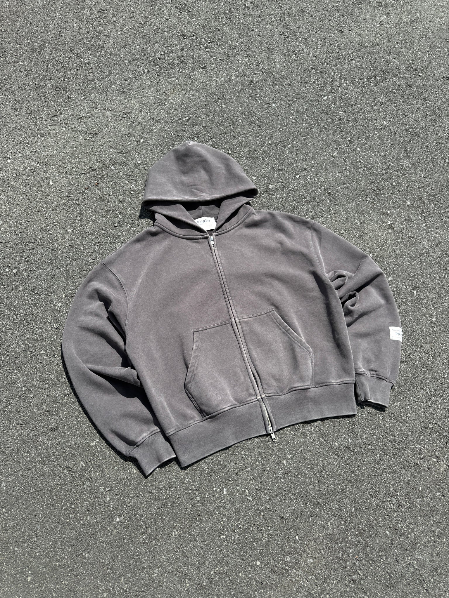 Prior Seoul Collection Double Zip-Up Hoodie Washed Anthracite in Melbourne, Australia - Prior