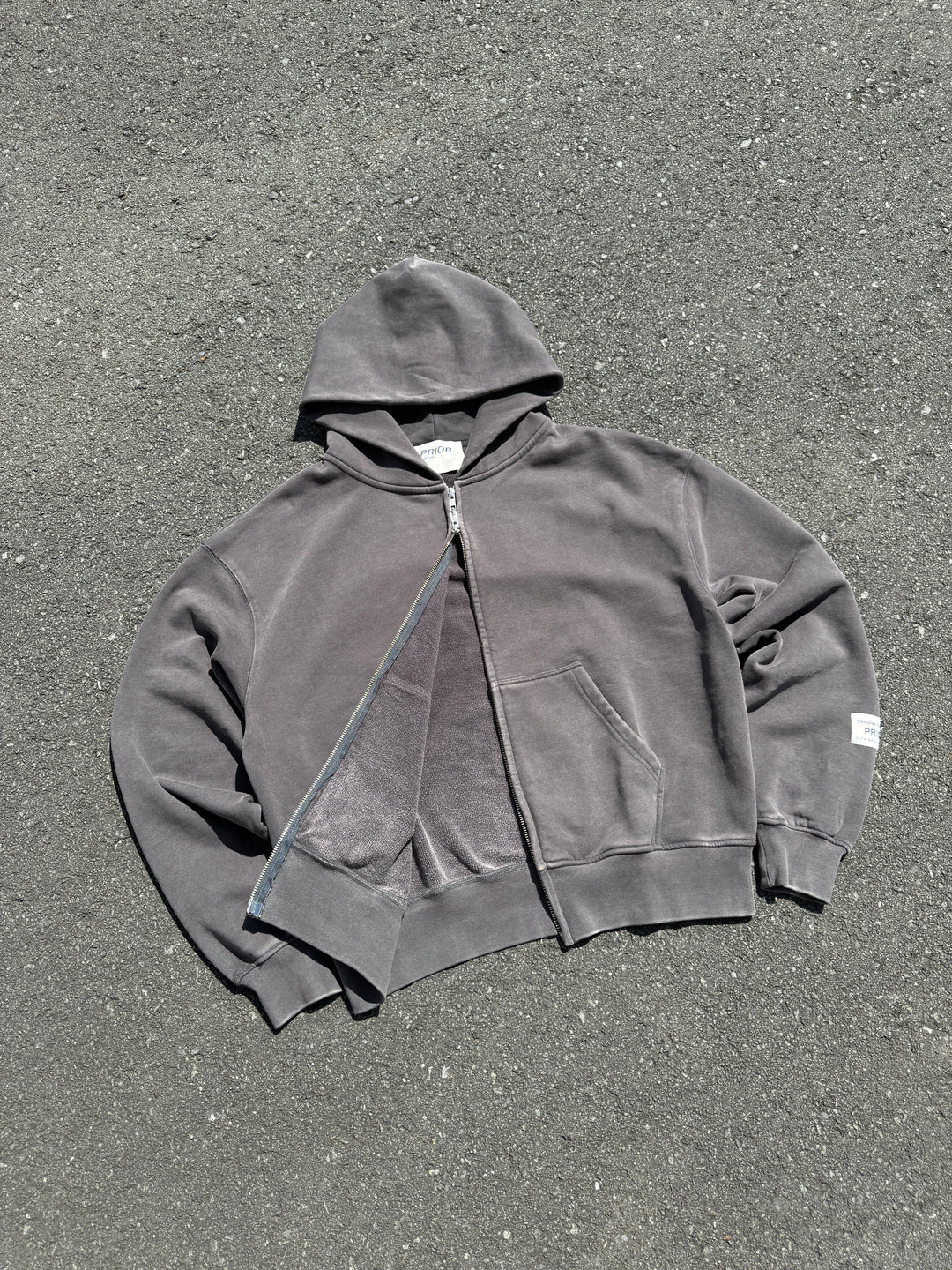 Prior Seoul Collection Double Zip-Up Hoodie Washed Anthracite in Melbourne, Australia - Prior