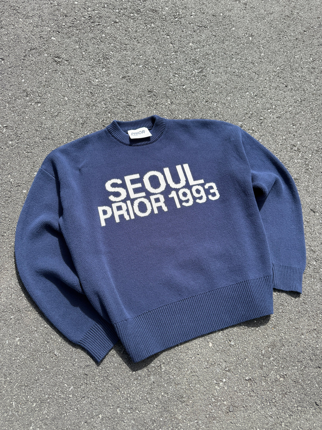 Prior Seoul Collection Organic Knitted Sweater Navy in Melbourne, Australia - Prior