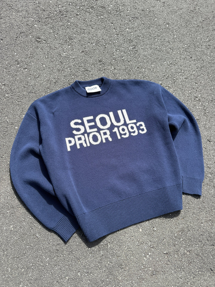 Prior Seoul Collection Organic Knitted Sweater Navy in Melbourne, Australia - Prior