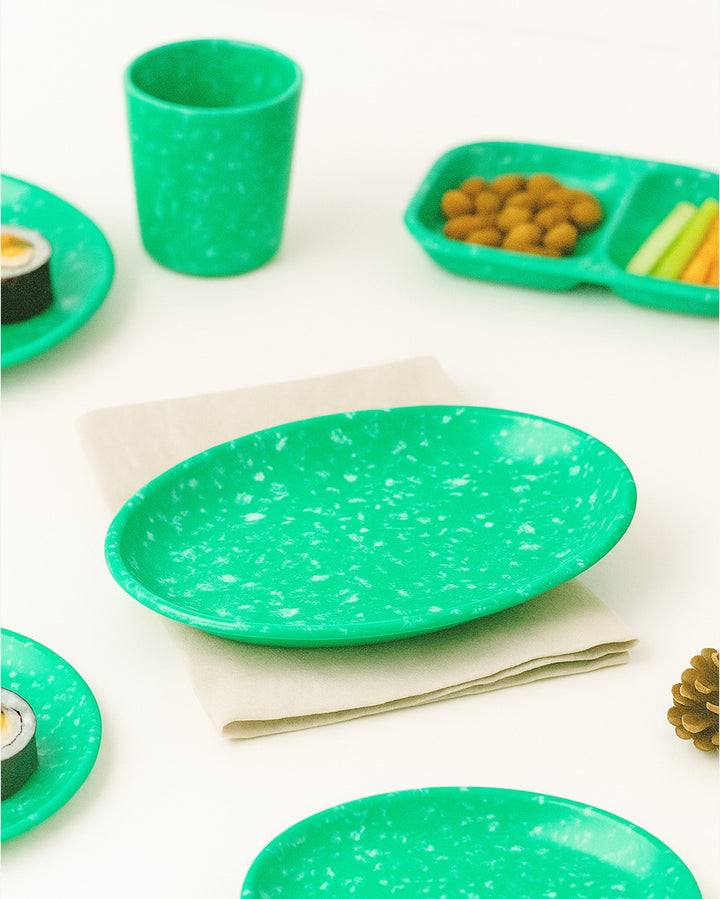 Korean Bunsik Retro Melamine Oval Plate Green in Melbourne, Australia - Prior