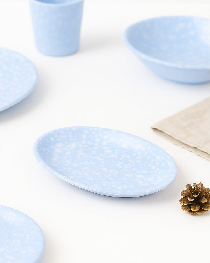 Korean Bunsik Retro Melamine Oval Plate Blue in Melbourne, Australia - Prior