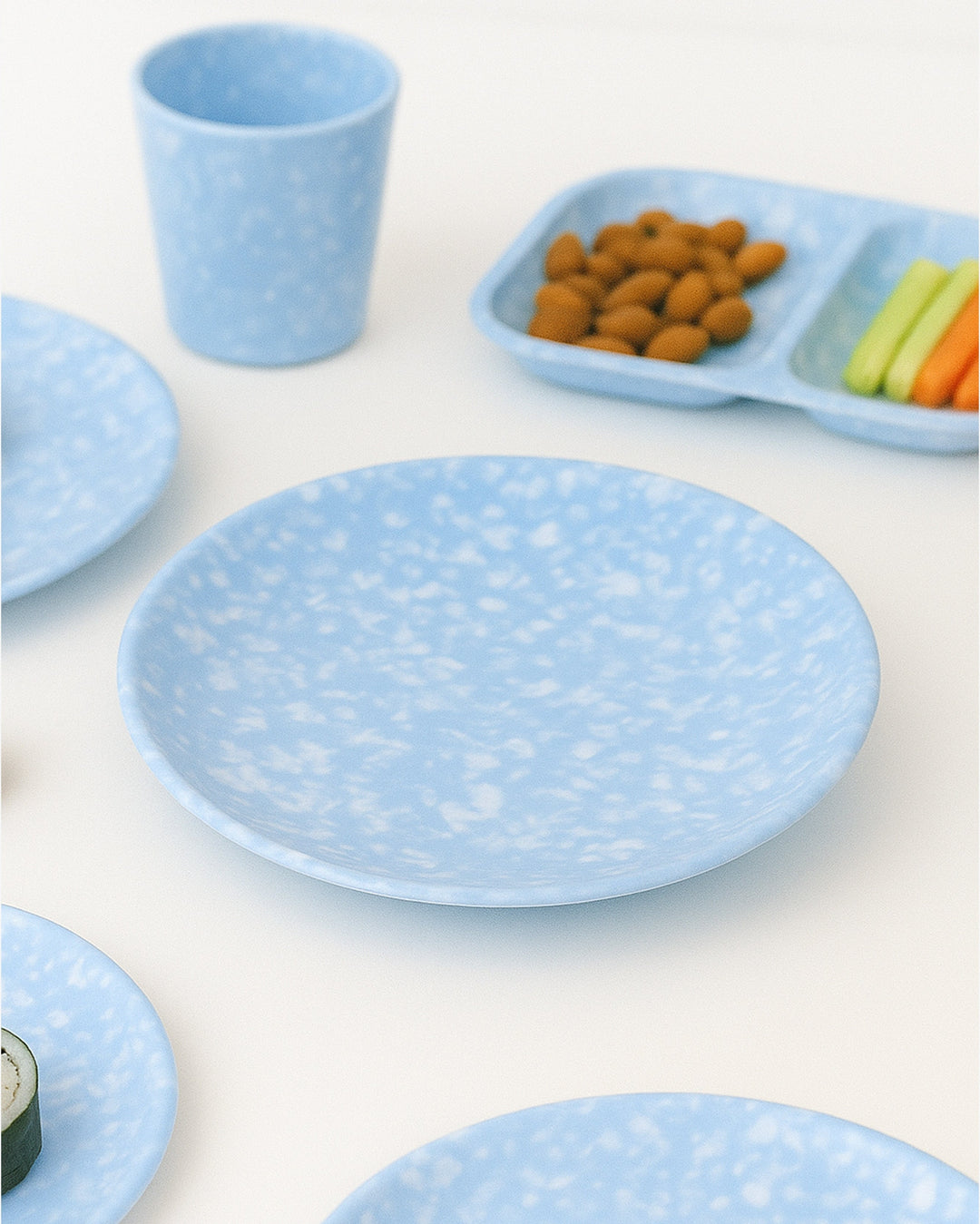 Korean Bunsik Retro Melamine Round Plate Blue in Melbourne, Australia - Prior