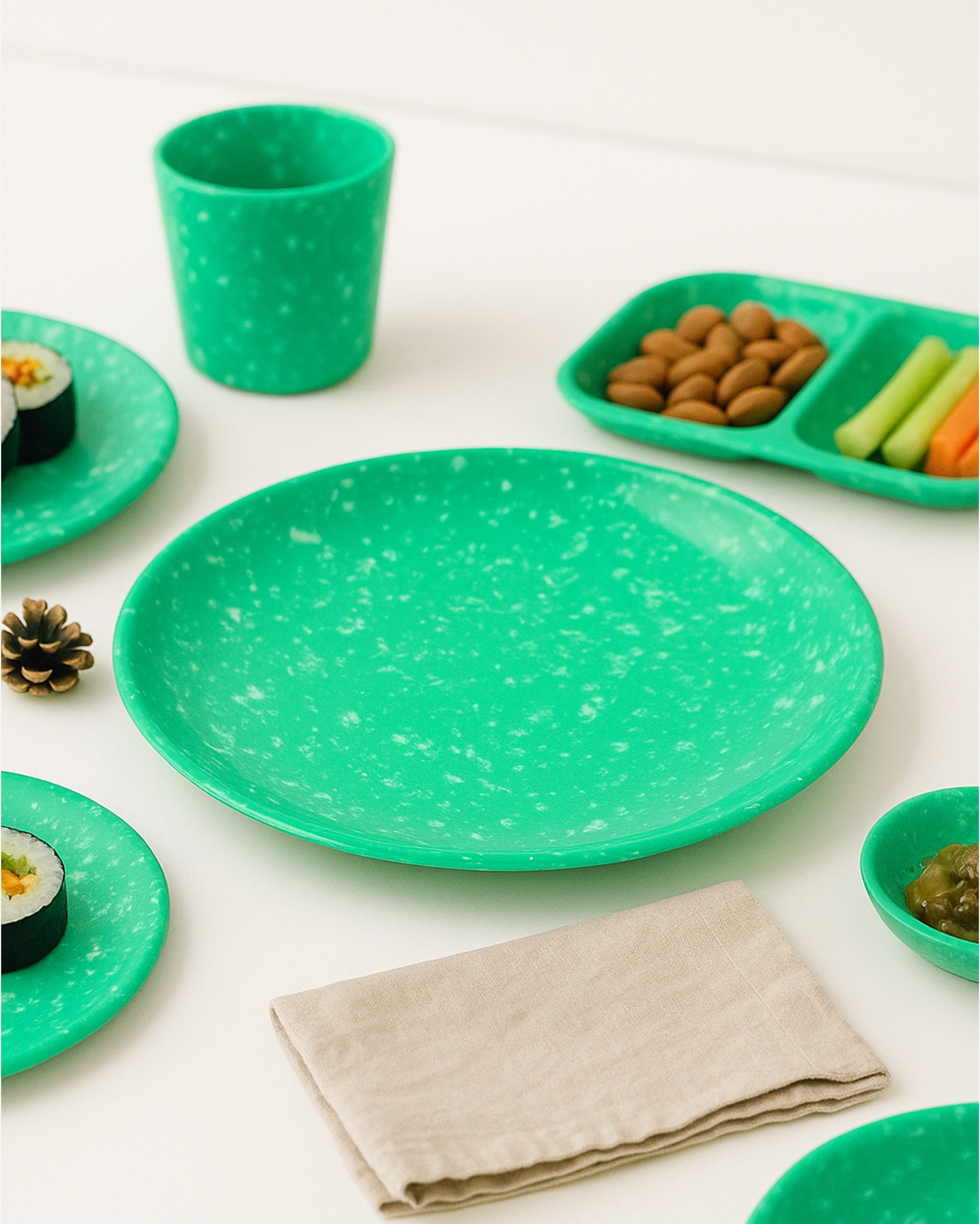 Korean Bunsik Retro Melamine Round Plate Green in Melbourne, Australia - Prior