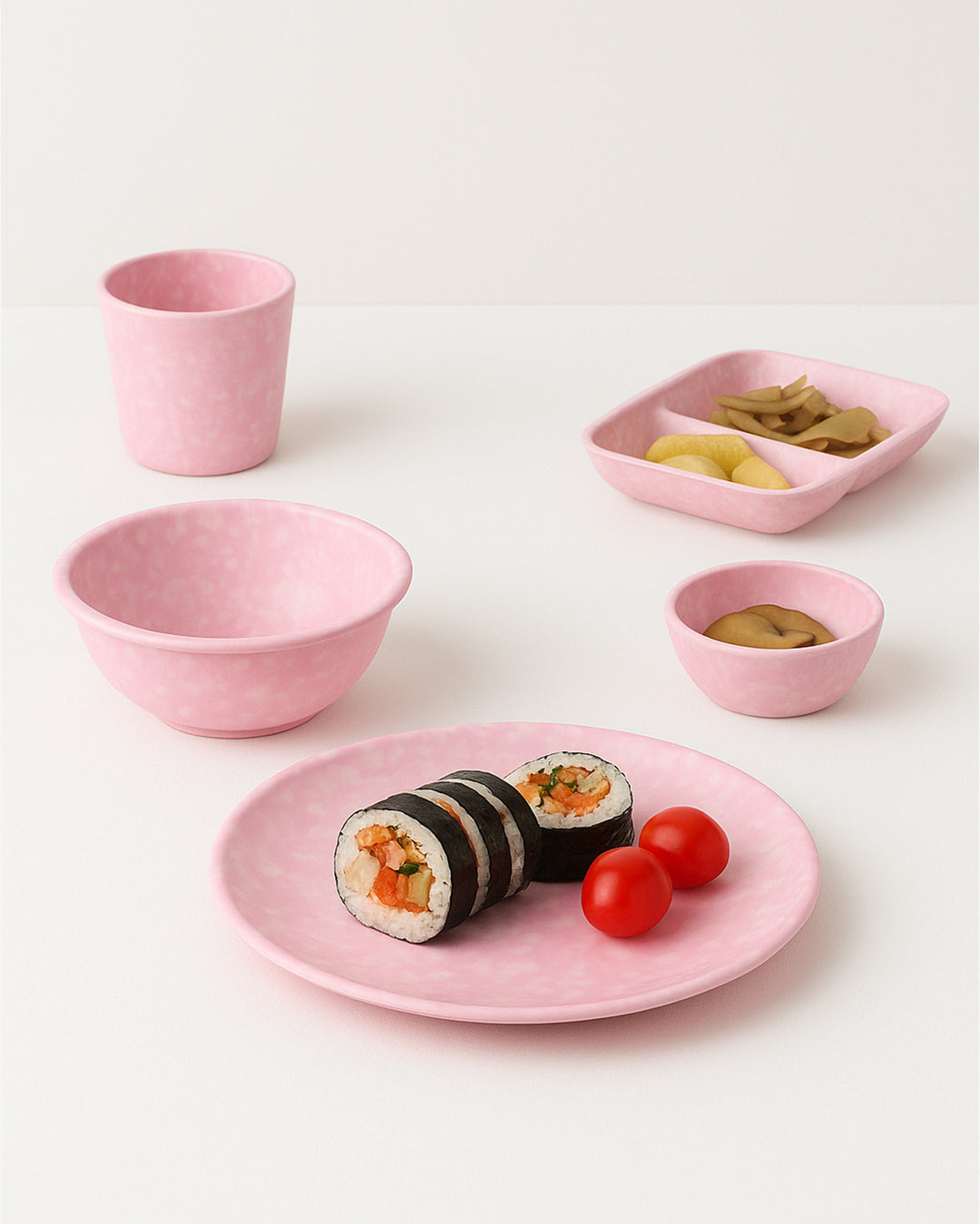 Korean Bunsik Retro Melamine Round Plate Pink in Melbourne, Australia - Prior