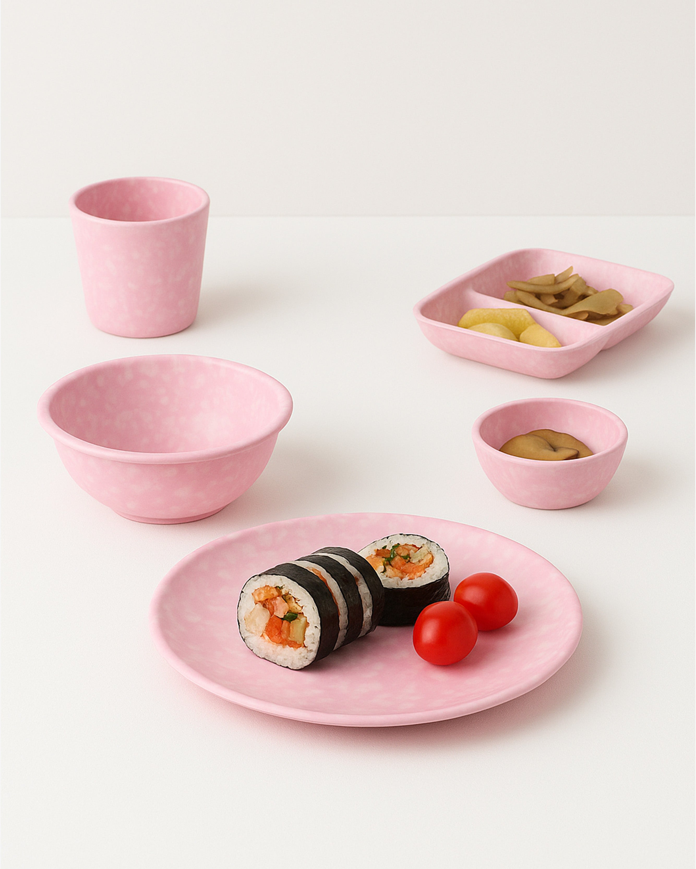 Korean Bunsik Retro Melamine Round Plate Pink in Melbourne, Australia - Prior