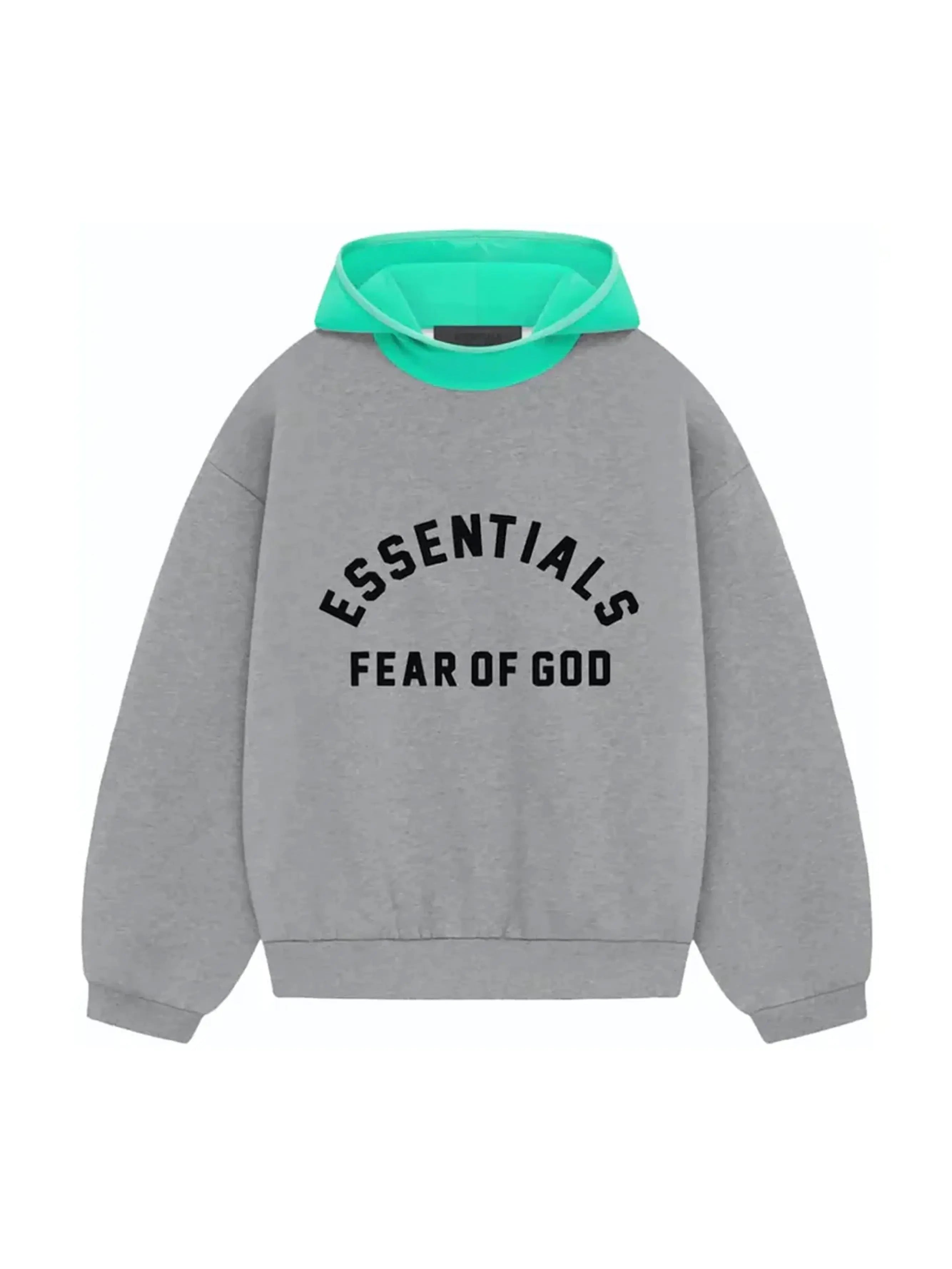 Fear of God Essentials Nylon Fleece Hoodie Dark Heather Oatmeal/Mint Leaf in Melbourne, Australia - Prior