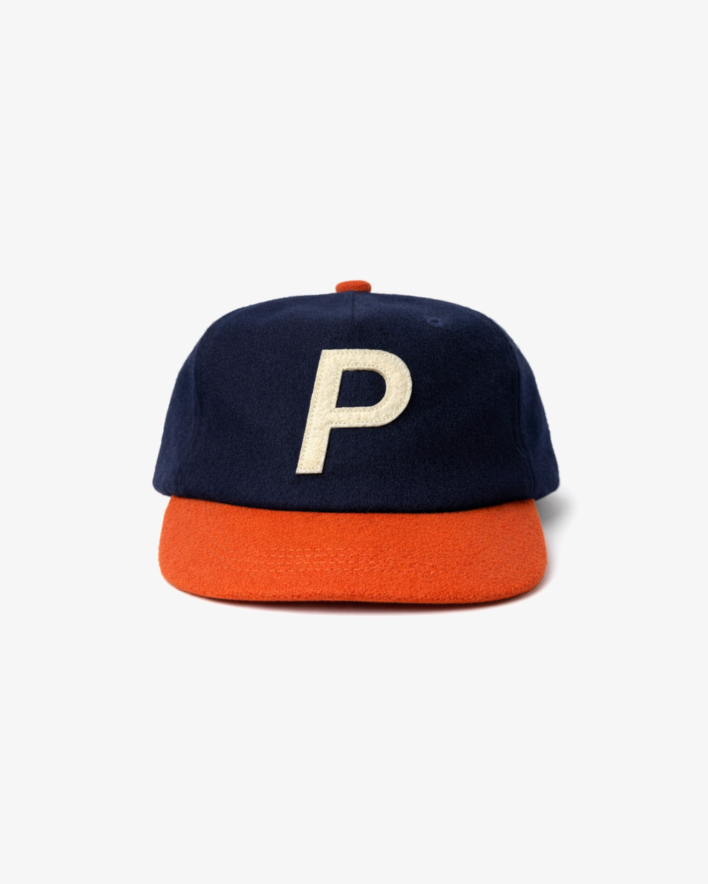 P Logo Wool 5 Panel Hat Navy / Burnt Orange in Melbourne, Australia - Prior