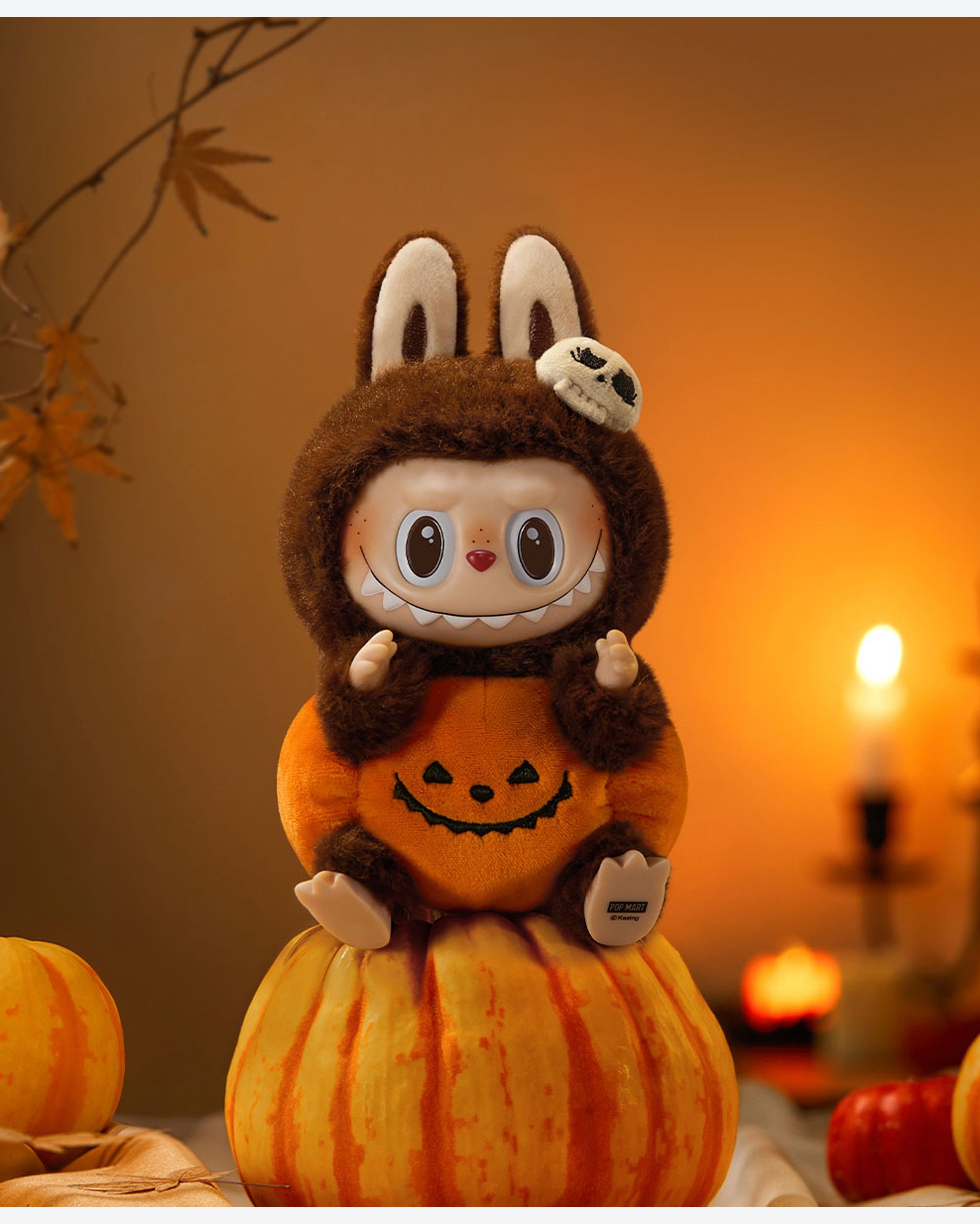 Pop Mart Labubu Happy Halloween Party Series-Sitting Pumpkin Vinyl Plush Pendant in Melbourne, Australia - Prior