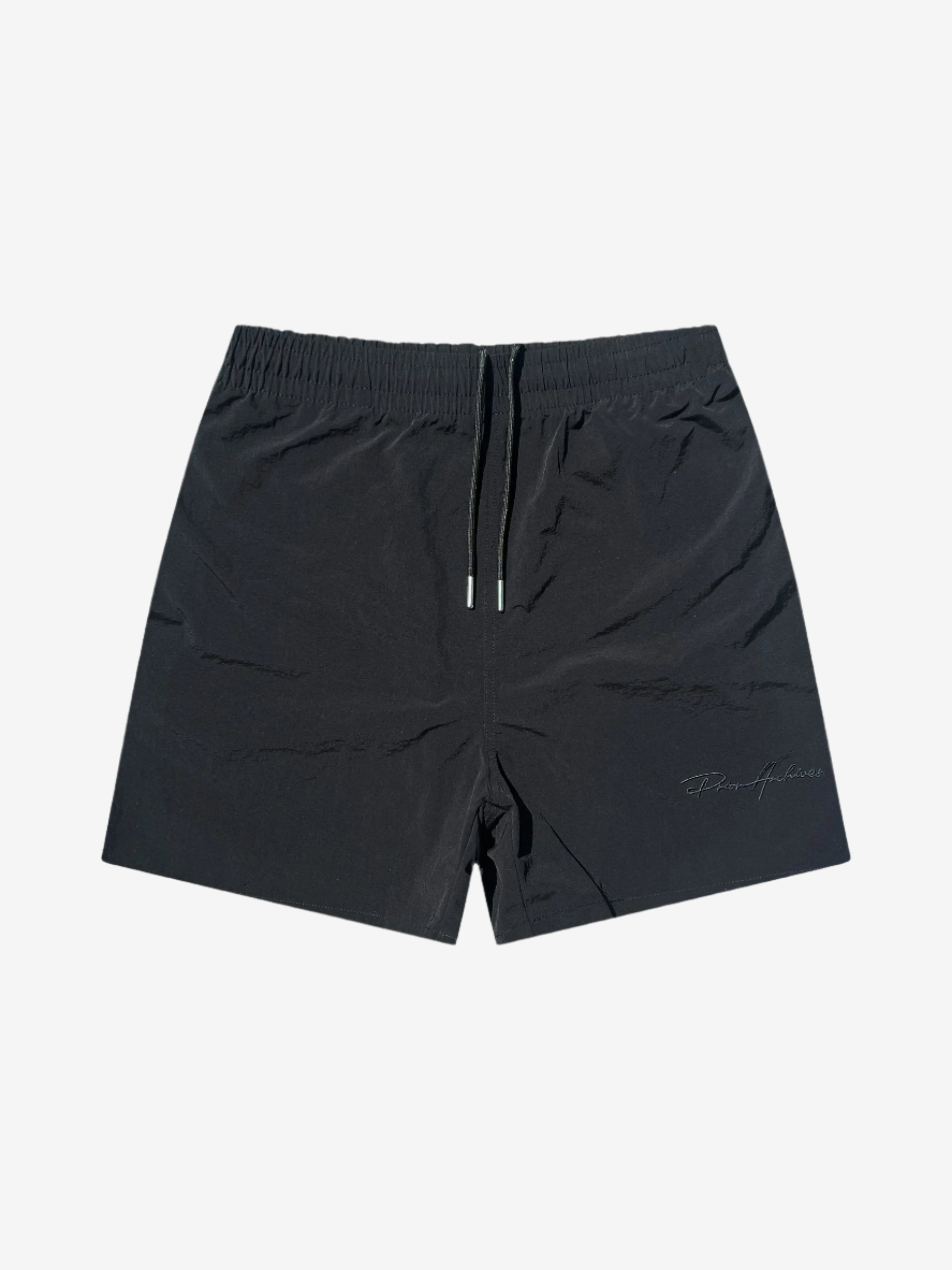 Prior Black Collection Embroidery Logo Nylon Shorts Onyx in Melbourne, Australia - Prior