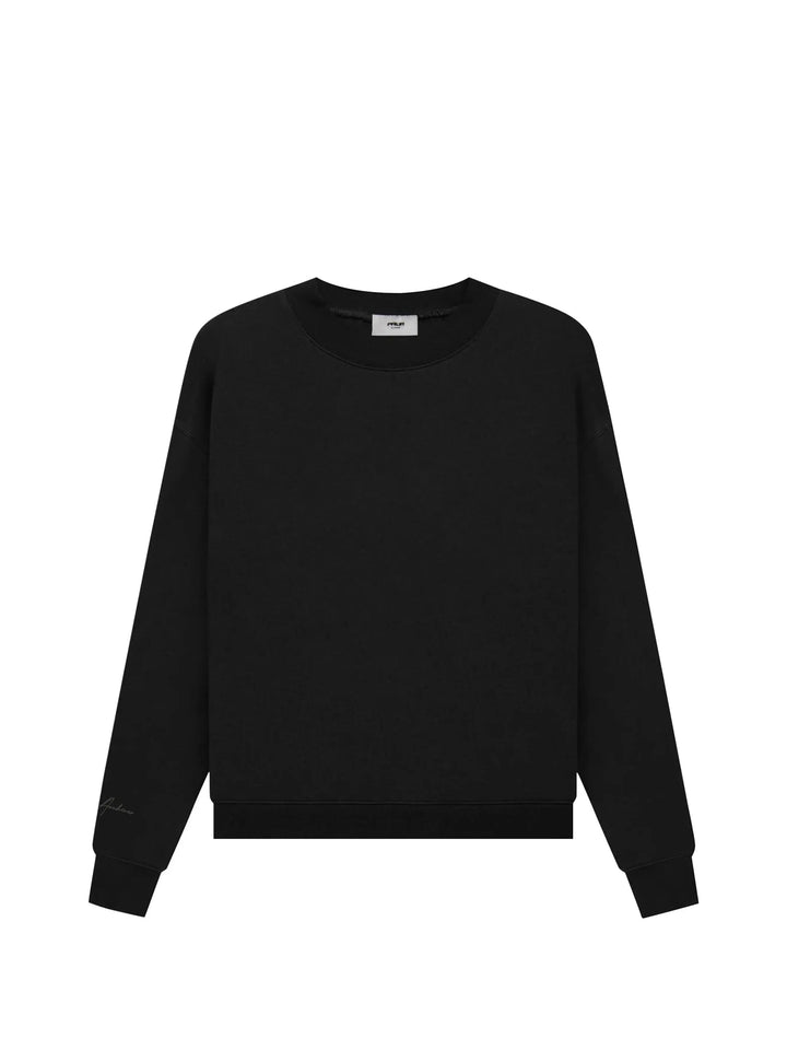 Prior Black Collection Embroidery Logo Oversized Crewneck Sweatshirt Onyx in Auckland, New Zealand - Shop name