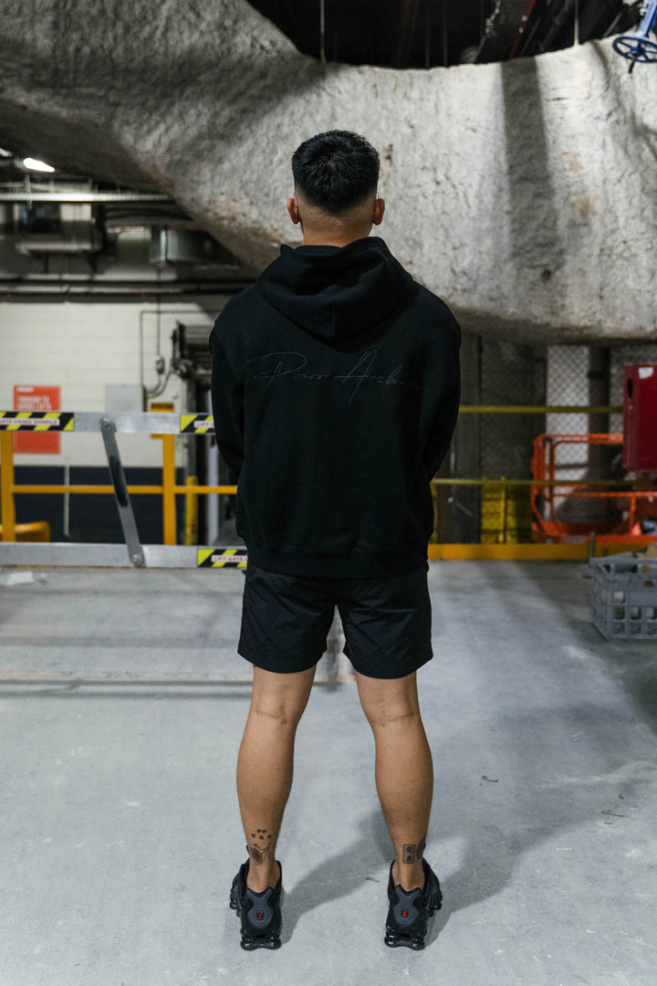 Prior Black Collection Embroidery Logo Oversized Double Zip-Up Hoodie Onyx in Melbourne, Australia - Prior