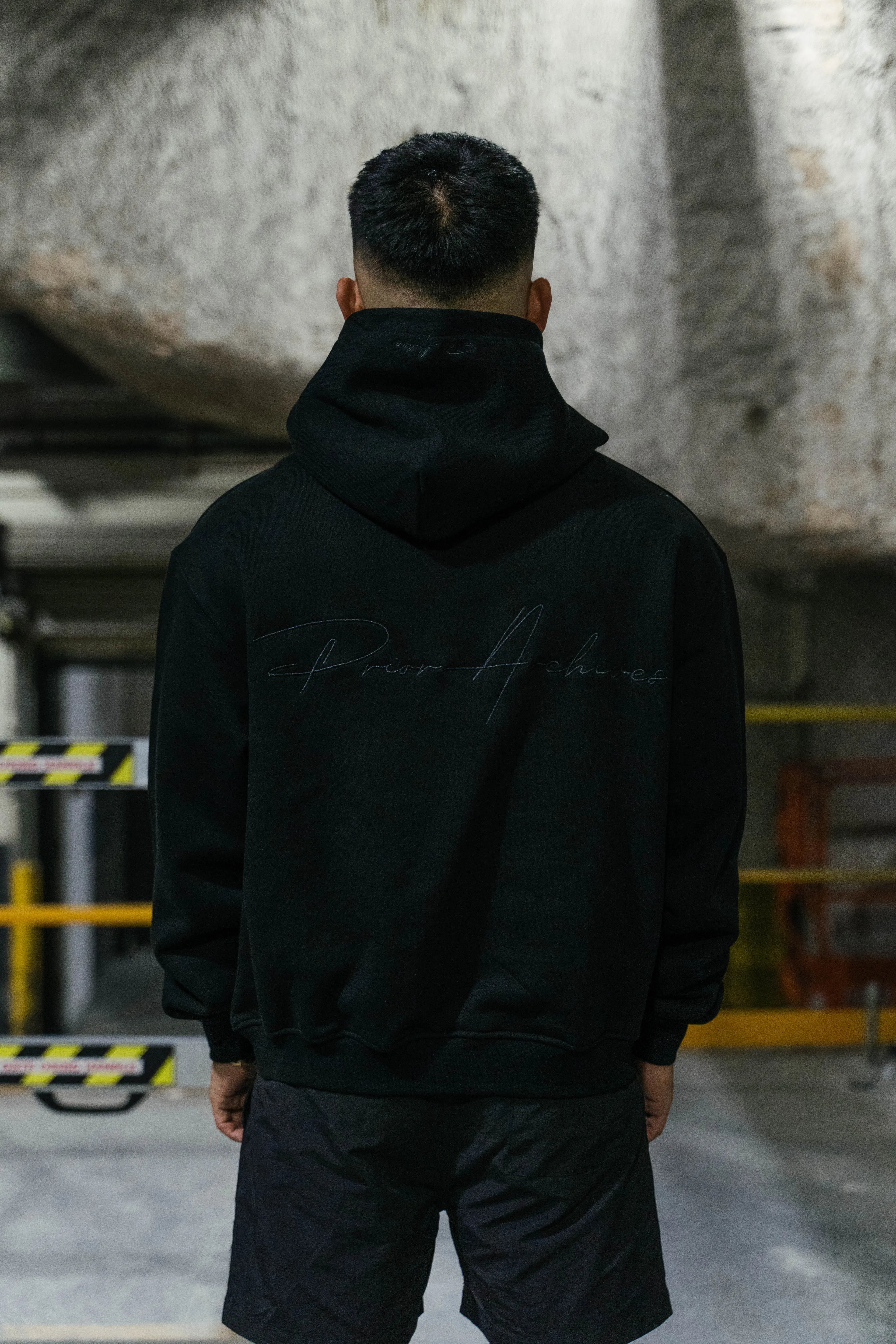Prior Black Collection Embroidery Logo Oversized Hoodie Onyx in Melbourne, Australia - Prior