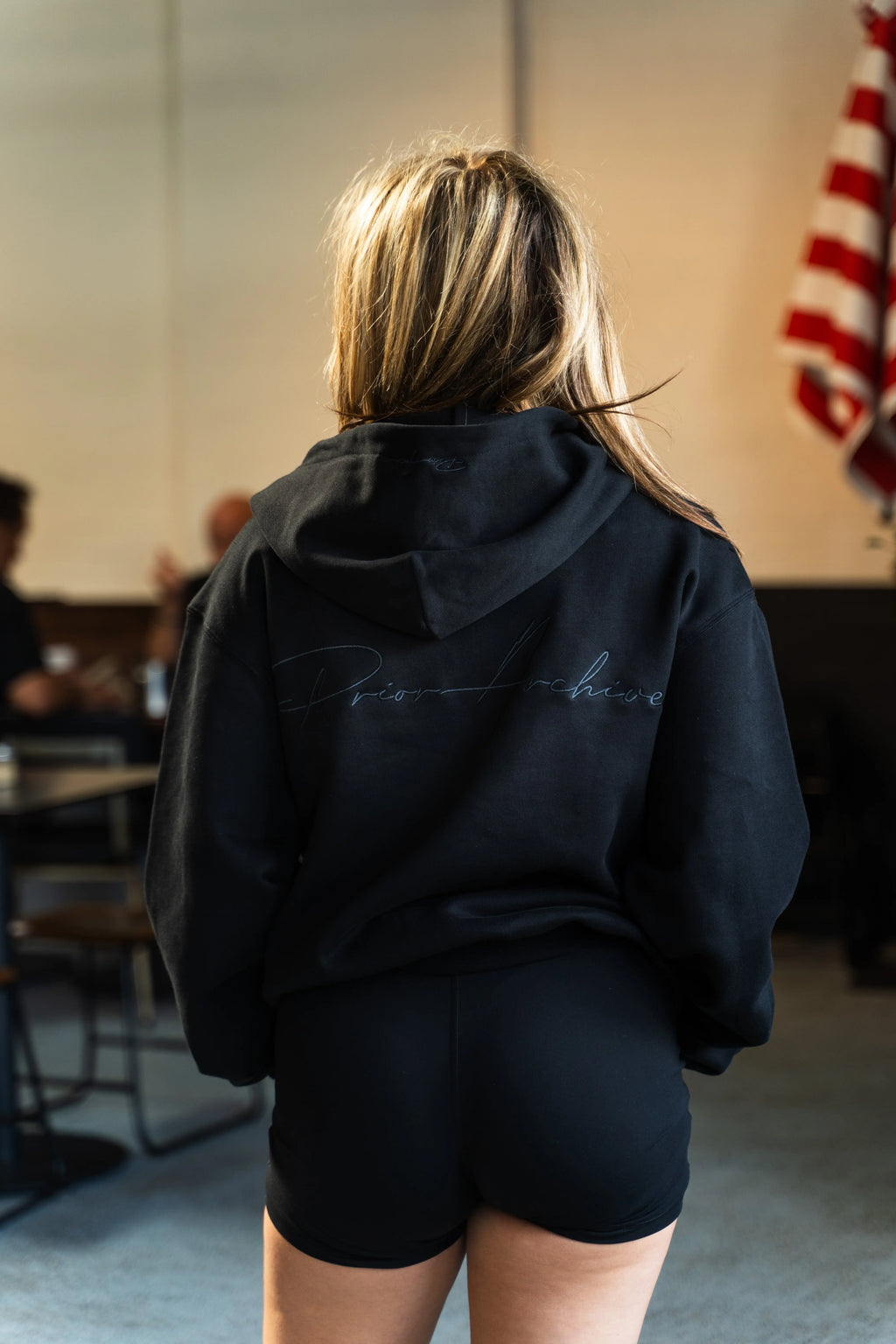 Prior Black Collection Embroidery Logo Oversized Hoodie Onyx in Melbourne, Australia - Prior