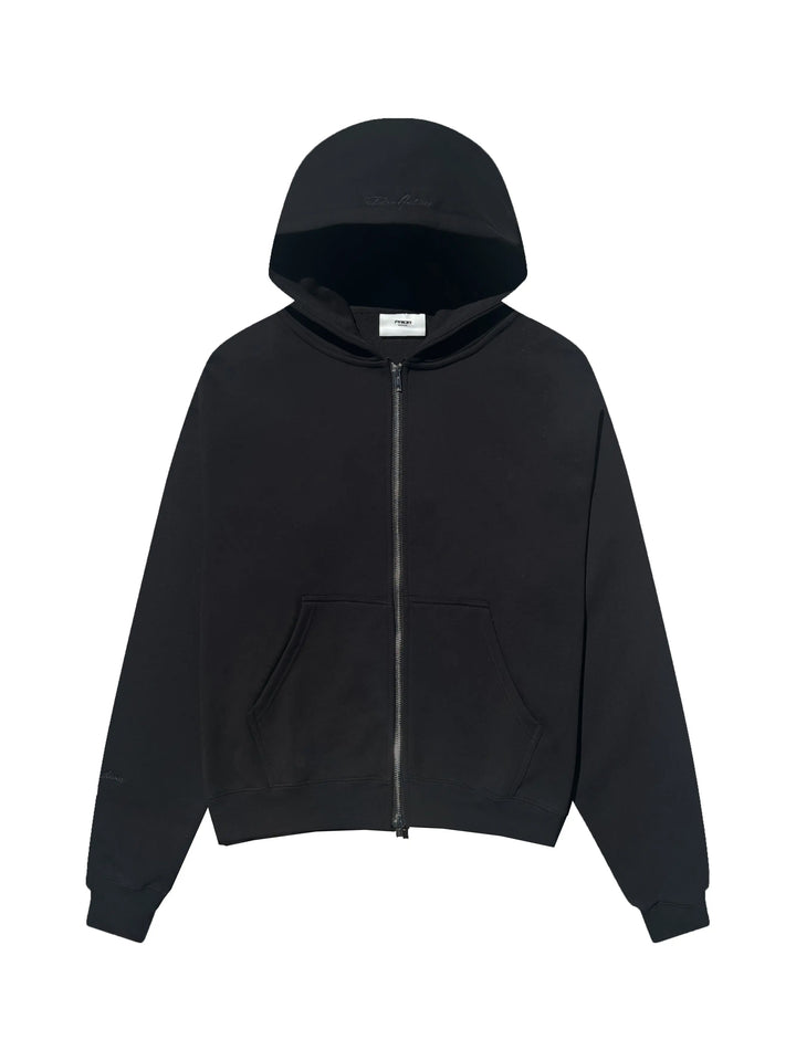Prior Black Collection Embroidery Logo Oversized Zip-Up Hoodie Onyx in Melbourne, Australia - Prior