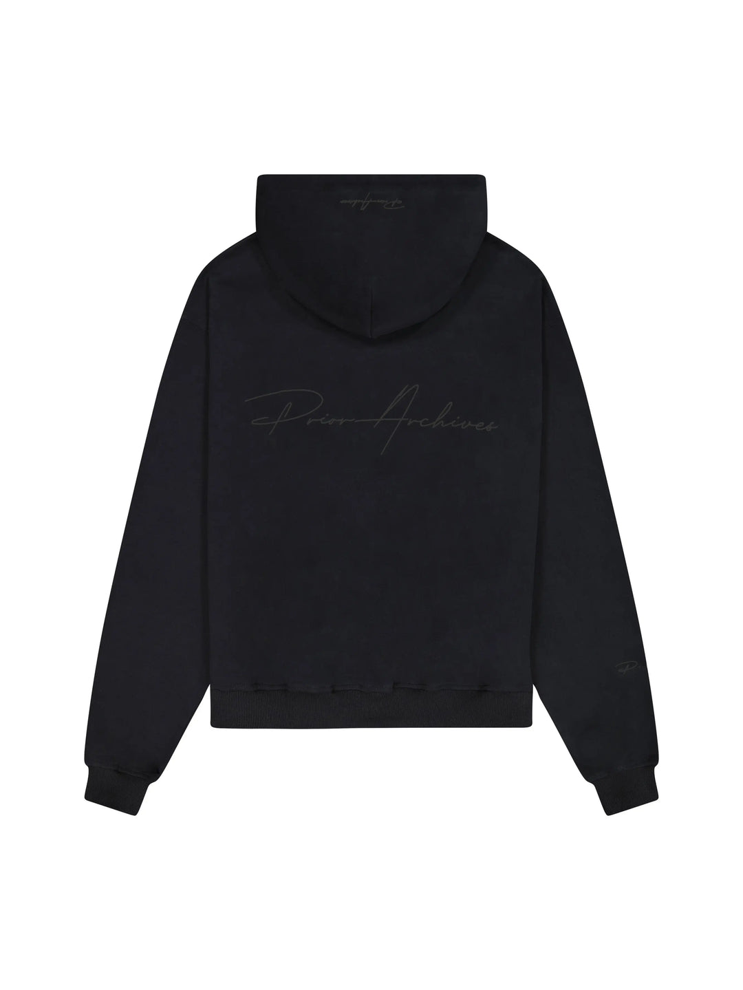 Prior Black Collection Embroidery Logo Oversized Zip-Up Hoodie Onyx in Melbourne, Australia - Prior