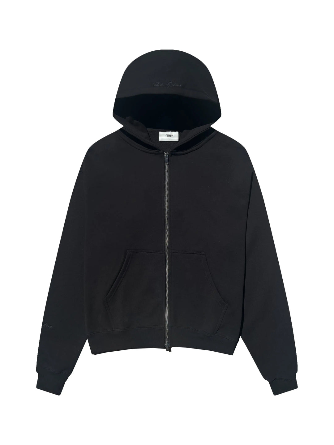 Prior Black Collection Embroidery Logo Oversized Zip-Up Hoodie Onyx in Auckland, New Zealand - Shop name