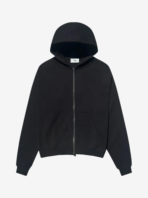 Prior Black Collection Embroidery Logo Oversized Zip-Up Hoodie Onyx in Auckland, New Zealand - Shop name