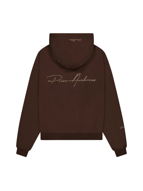 Prior Embroidery Logo Oversized Cropped Hoodie Cocoa in Melbourne, Australia - Prior