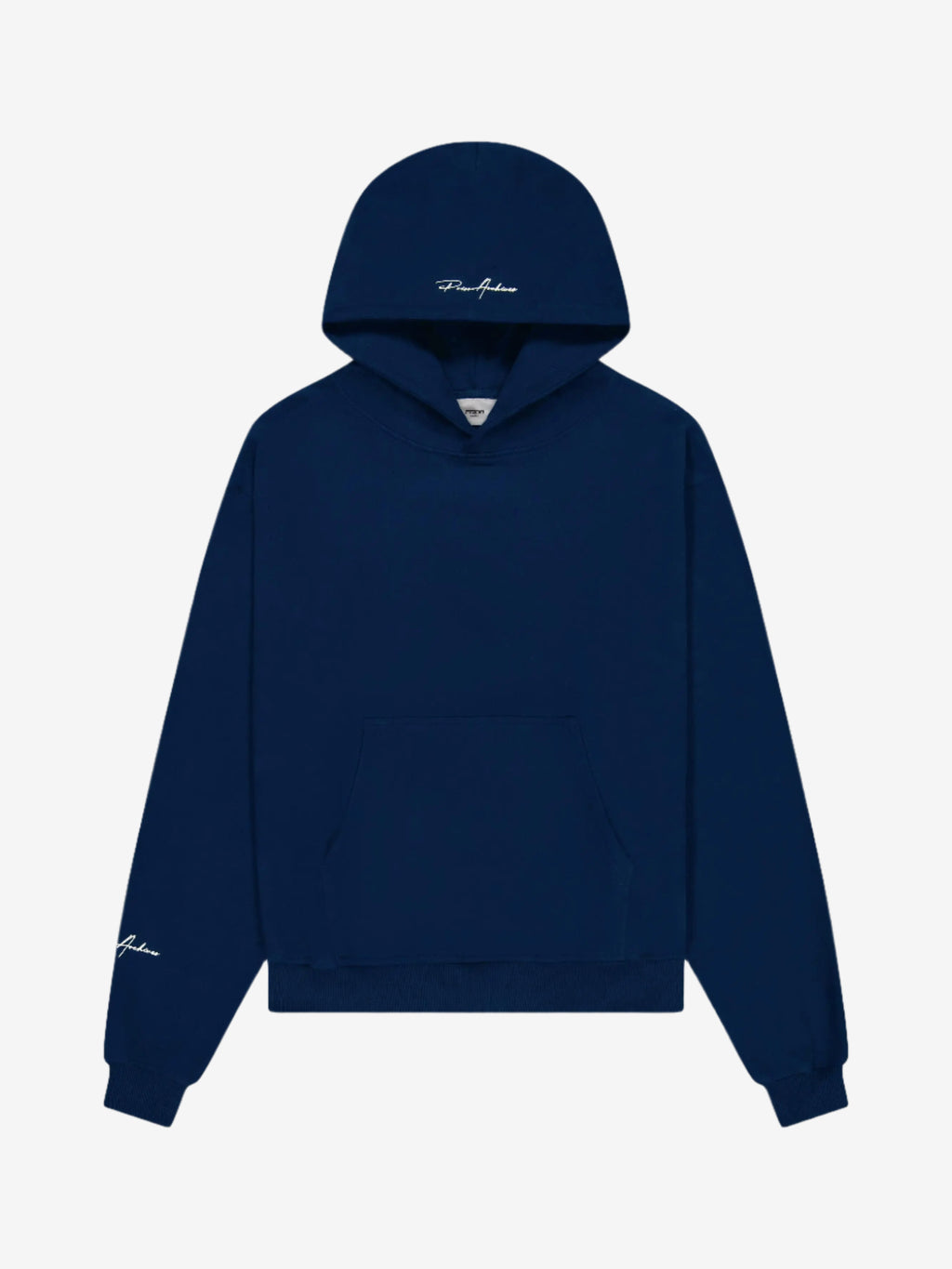 Prior Embroidery Logo Oversized Cropped Hoodie Midnight Navy - Prior