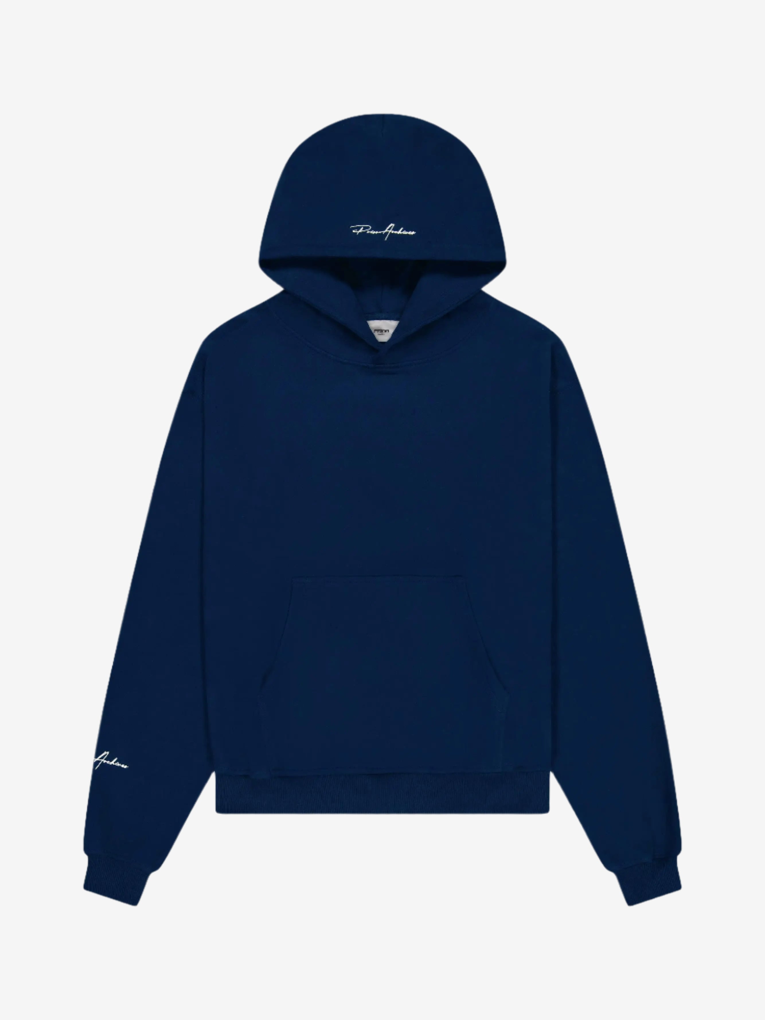 Prior Embroidery Logo Oversized Cropped Hoodie Midnight Navy - Prior