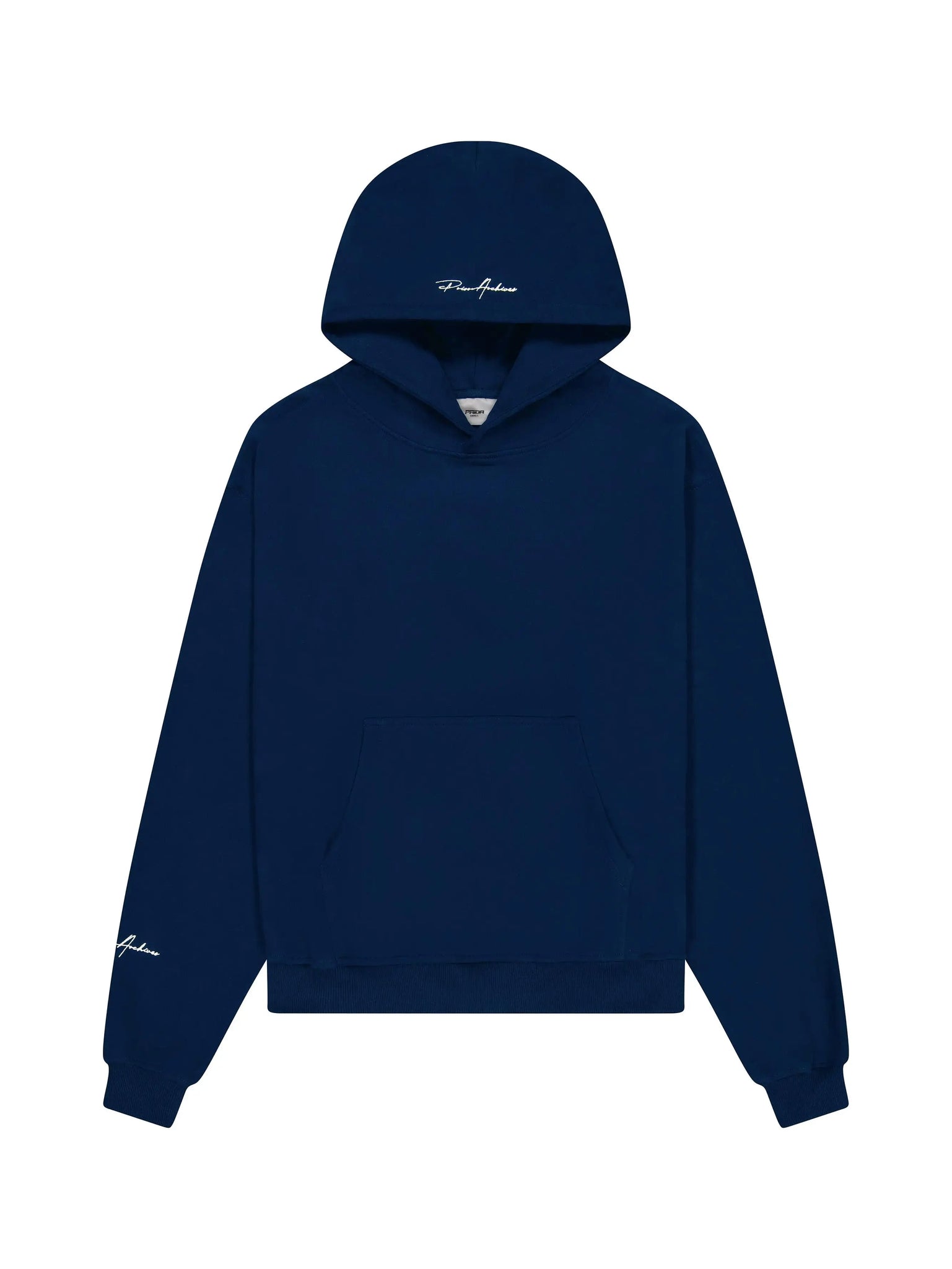 Prior Embroidery Logo Oversized Cropped Hoodie Midnight Navy - Prior