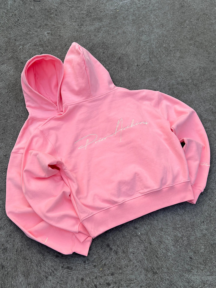 Prior Embroidery Logo Oversized Cropped Hoodie Sakura in Melbourne, Australia - Prior