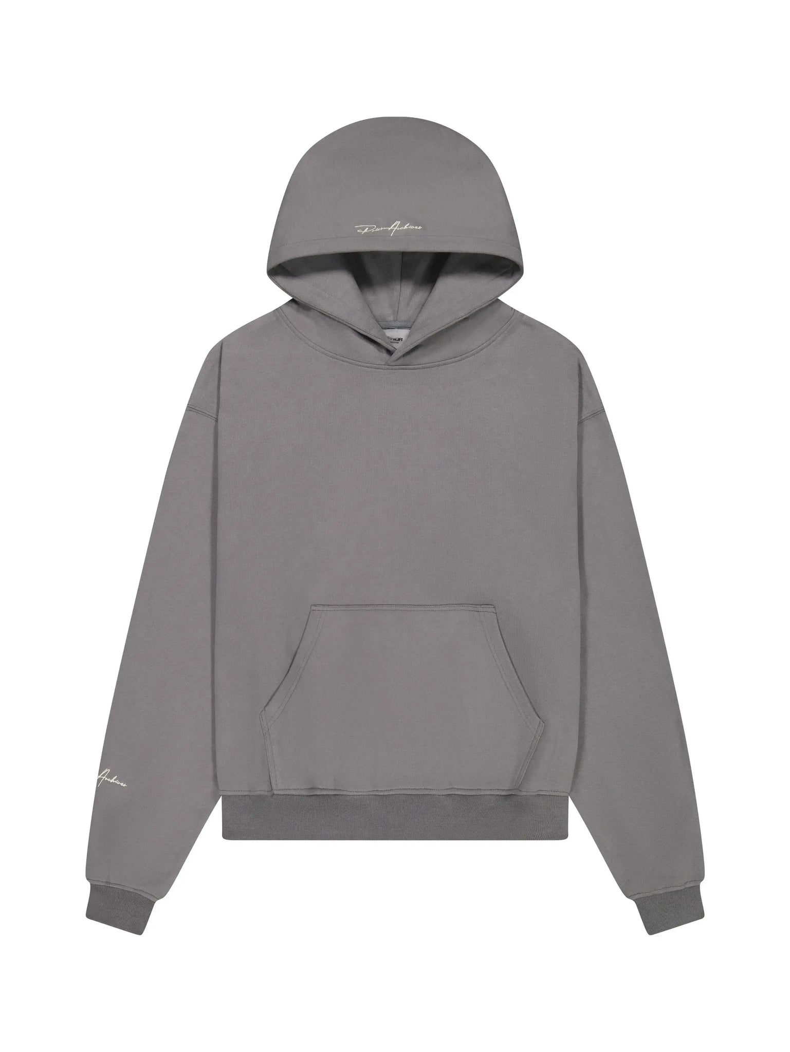 Prior Embroidery Logo Oversized Cropped Hoodie Slate - Prior