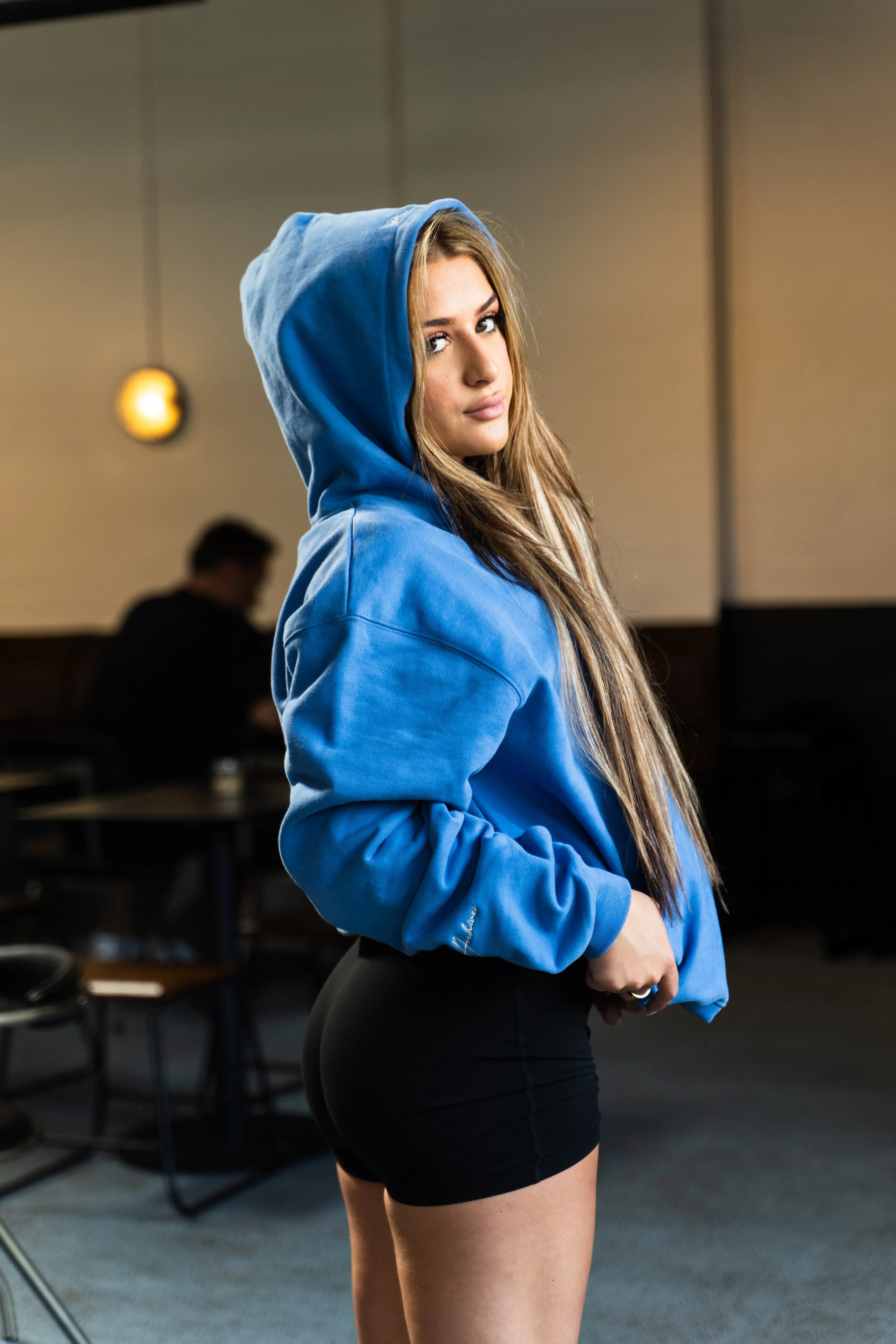 Prior Embroidery Logo Oversized Hoodie Faded Azure in Melbourne, Australia - Prior
