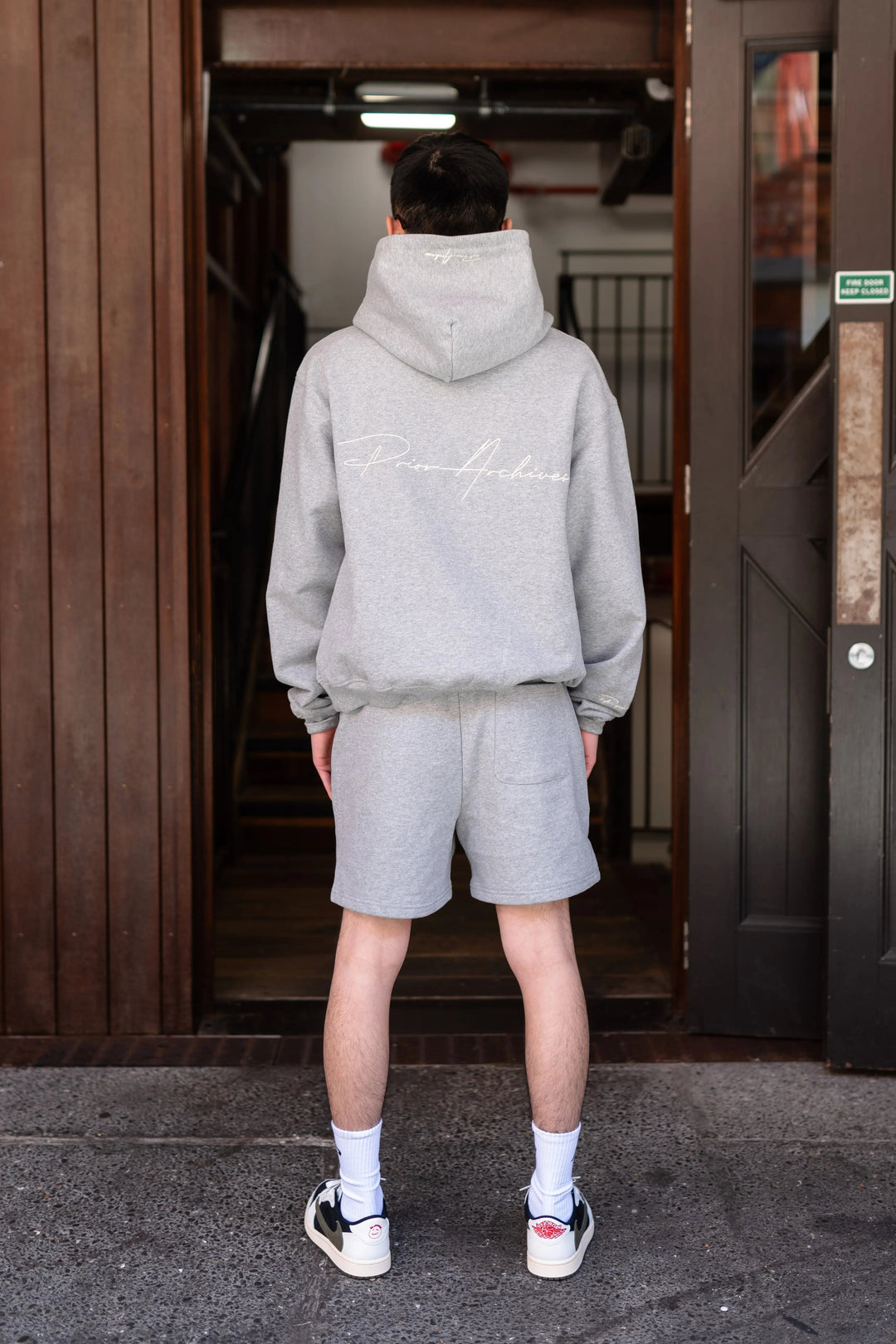 Prior Embroidery Logo Oversized Hoodie Heather Grey - Prior