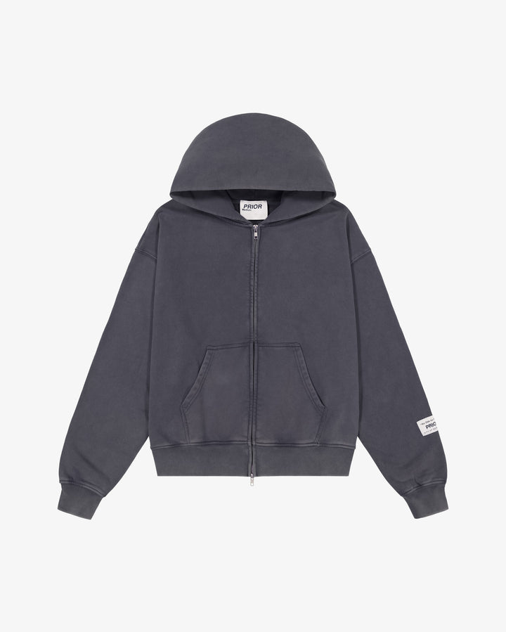 Prior Seoul Collection Double Zip-Up Hoodie Washed Anthracite in Melbourne, Australia - Prior
