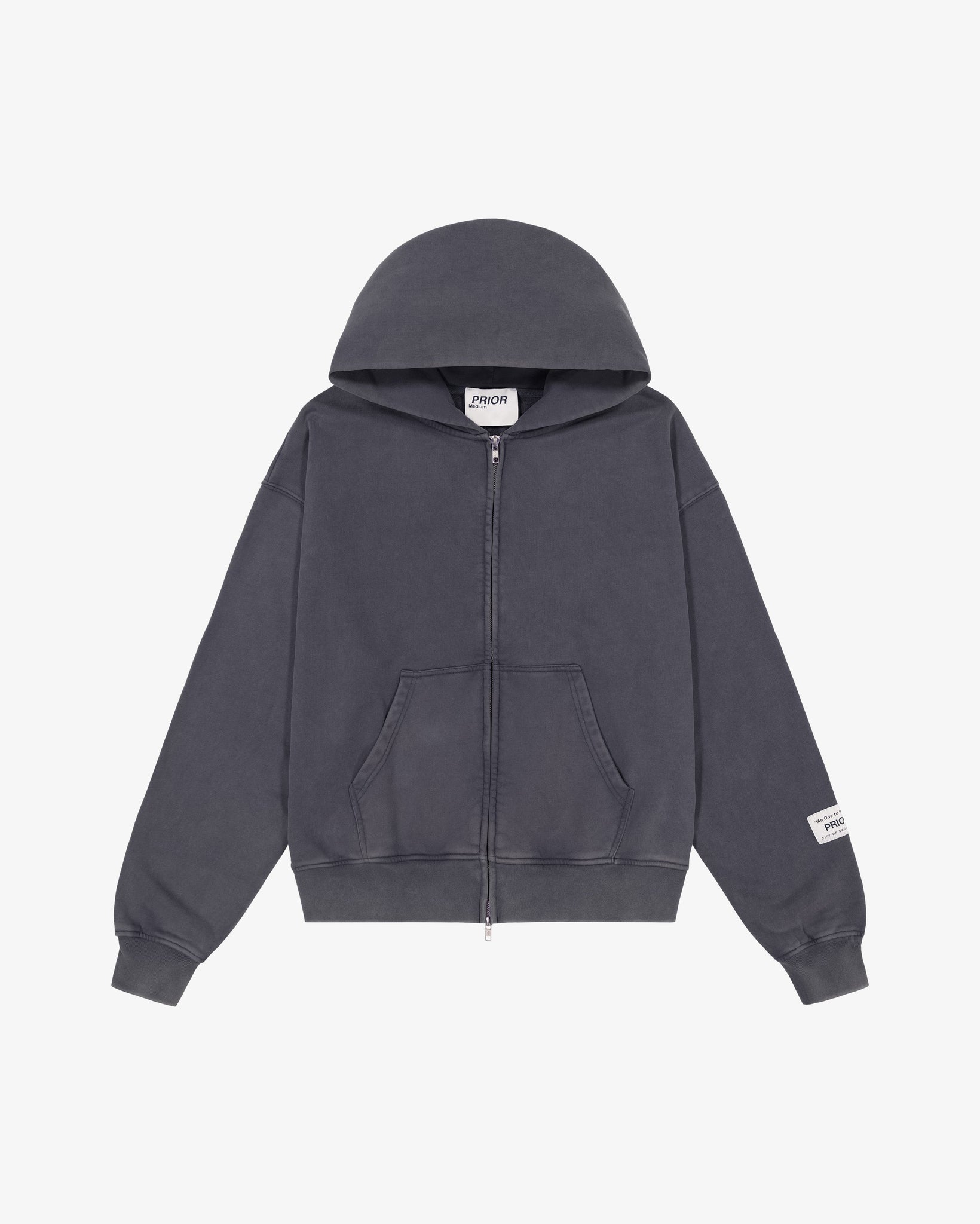 Prior Seoul Collection Double Zip-Up Hoodie Washed Anthracite in Melbourne, Australia - Prior