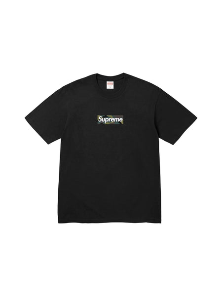 Supreme black tee outlet box logo