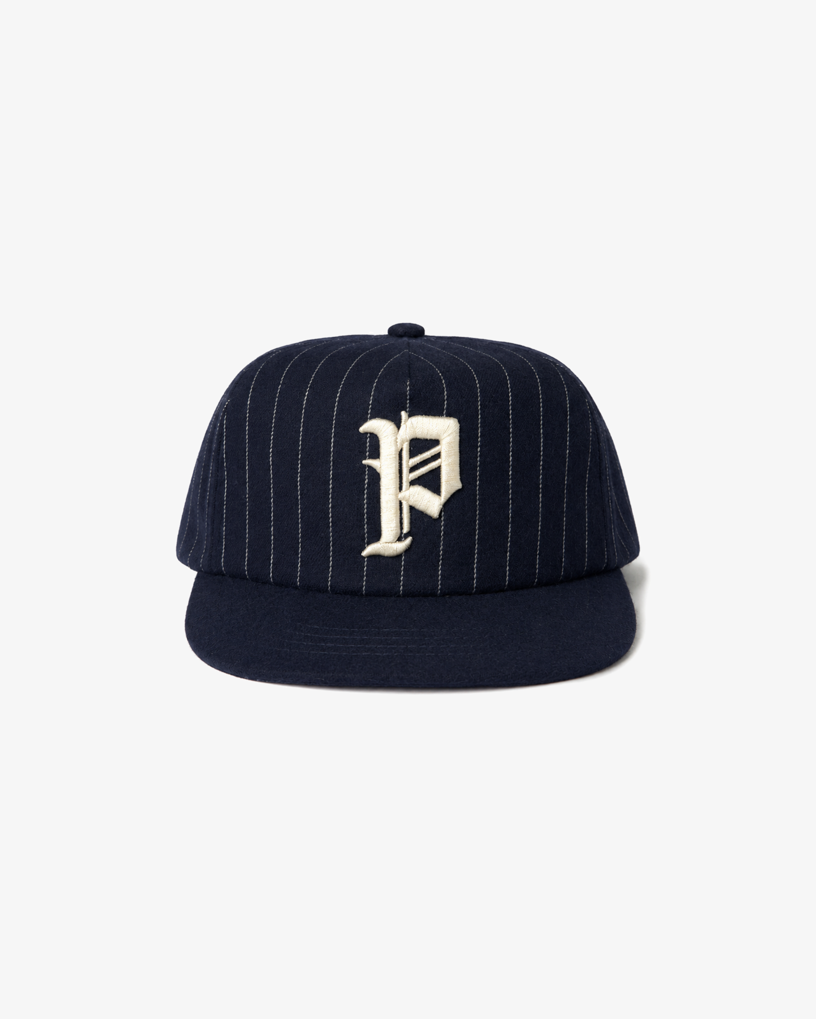 Wool Pinstripe 5 Panel Short Brim Hat Navy in Melbourne, Australia - Prior