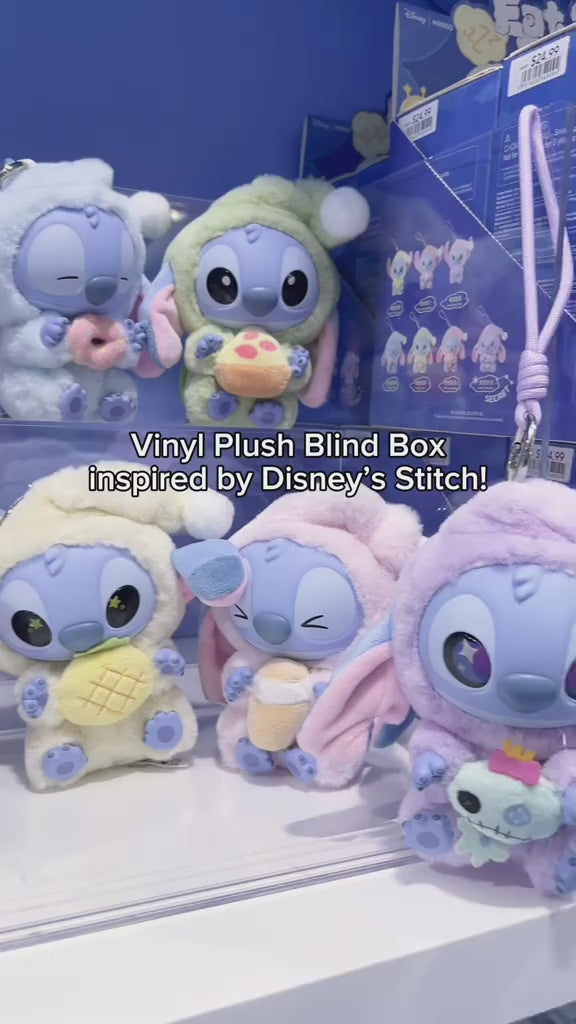 Miniso Top Toy Disney Stich Eating Something Before Sleep Plush Keychain Single Blind Box