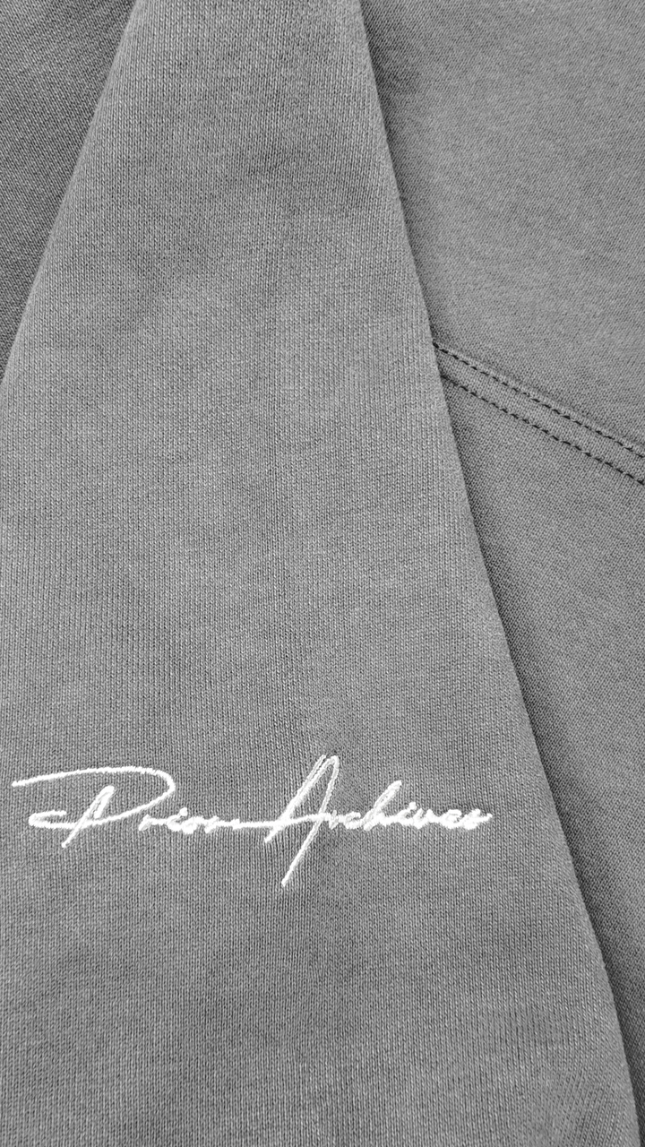 Prior Embroidery Logo Oversized Cropped Hoodie Slate